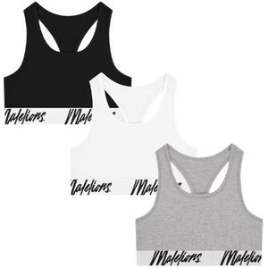 Malelions Women Bralette 3-Pack - White/Grey/Black XXS