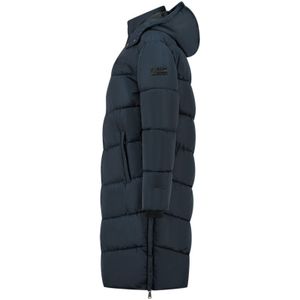 Malelions Women Signature Long Puffer Jacket - Navy XXS