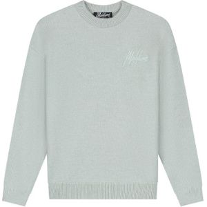 Malelions Oversized Knitted Signature Sweater - Ocean Grey XS