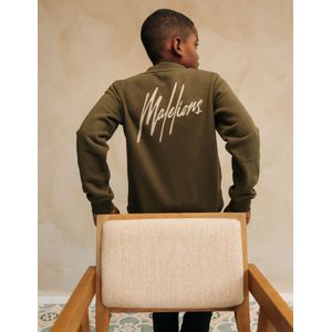 Malelions Kids Striped Signature Sweater - Moss Green/Beige 4-104