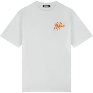 Malelions Signature Drip T-Shirt - White/Orange XS