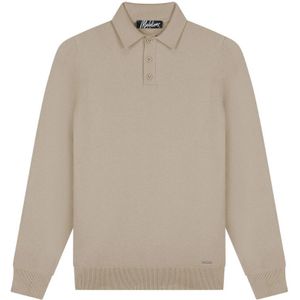 Malelions Knitted Long Sleeve Polo - Sand XS