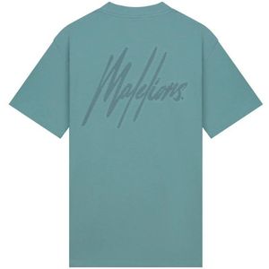 Malelions Striped Signature T-Shirt - Blue L