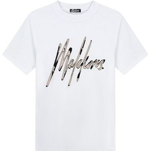 Malelions Destroyed Signature T-Shirt - White/Black XXL