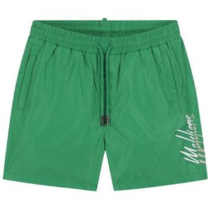 Malelions Split Swim Shorts - Green/White S