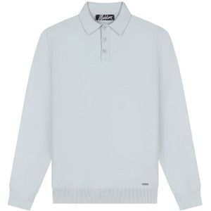 Malelions - Knitted Long Sleeve Polo - Ocean Grey - Polo