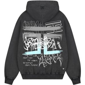 JorCustom Graffiti Zipped Hoodie - Acid Grey XS