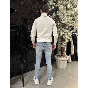 White Ripped Biker Jeans - denim 33