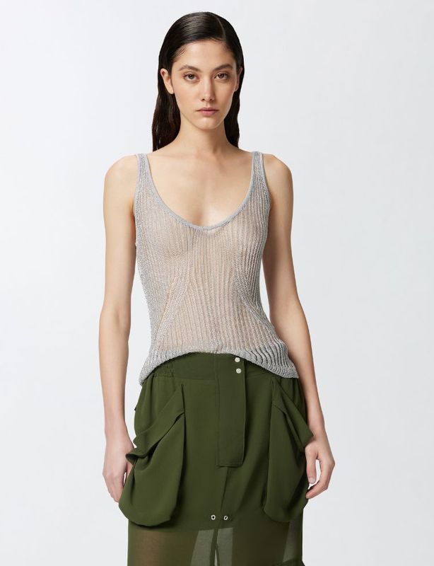 Pinko - Transparent Knitted Tank Top - Grigio Perla - Viscoseblend