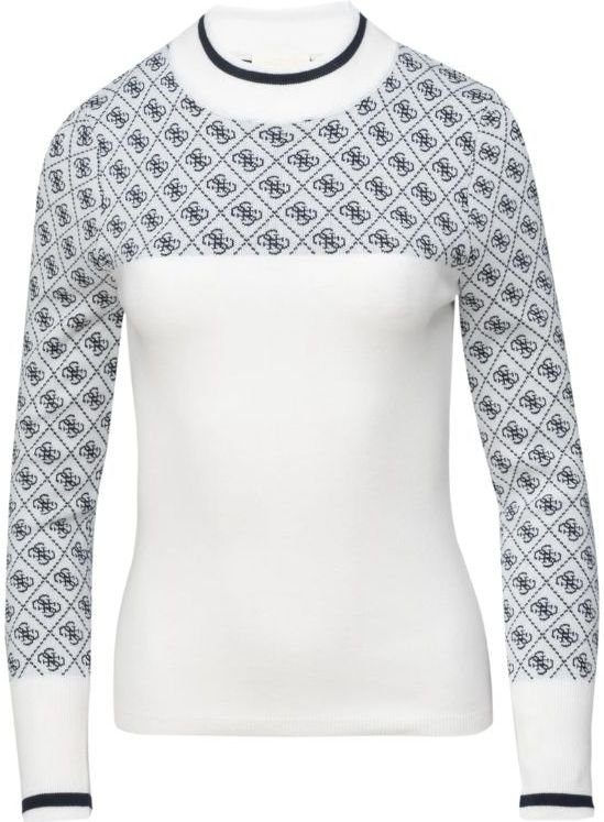 Guess - LS Mock Neck Aubrey 4G - Sweater - 4G Cream en Blauw
