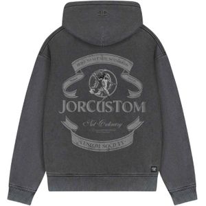 JorCustom Ribbon Fleece Zipped Hoodie - Acid Grey XS