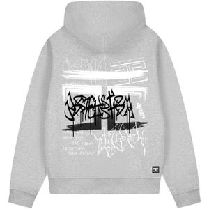 JorCustom Graffiti Fleece Zipped Hoodie - Grey Melange XS