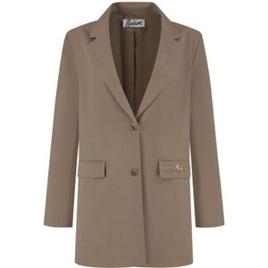 Malelions Women Gallery Oversized Blazer - Taupe XS