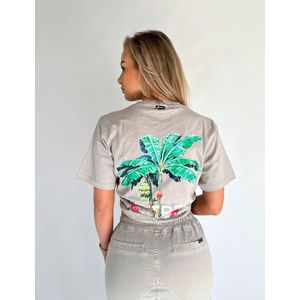 Quotrell Women Resort T-Shirt - Taupe/Off White XS