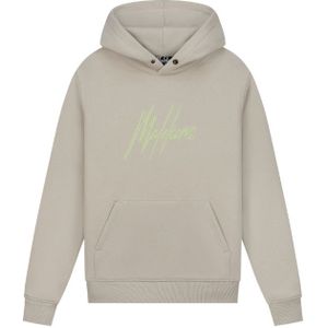 Malelions Striped Signature Hoodie - Taupe/Light Green