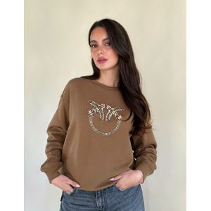 Pinko - Nelly Maglia Felpa Ricamo Logo - Sweater - Bruin