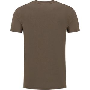 Embroidery Waffle T-Shirt - Brown XXL