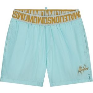 Malelions Venetian Swim Shorts - Light Blue/Gold
