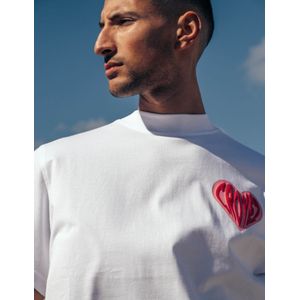 Croyez Puffed Heart T-Shirt - White/Red XL