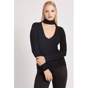 Guess Micro Sequin Rib Lea Sweater - Jet Black Multi S