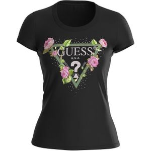 Guess SS RN Floral Triangle Tee - Jet Black XS