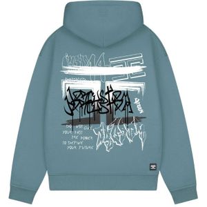 JorCustom Graffiti Fleece Zipped Hoodie - Ocean Blue XS