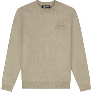 Malelions - Oversized Knitted Signature Sweater - Beige - Trui