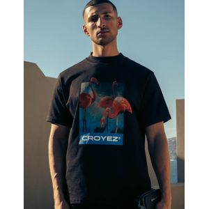 Croyez Flamingo Oasis T-Shirt - Black XXS