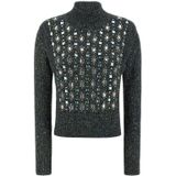 Pinko - Mouliné Turtleneck Sweater - Grijs - Dames - Polyester