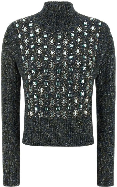 Pinko - Mouliné Turtleneck Sweater - Grijs - Dames - Polyester