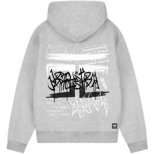 JorCustom Graffiti Fleece Oversized Hoodie - Grey Melange XS