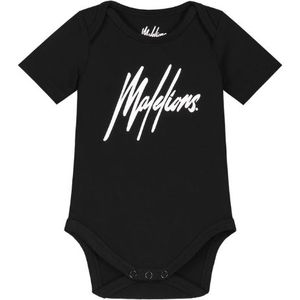 Malelions Baby Signature Short Sleeve - Black 3-6M