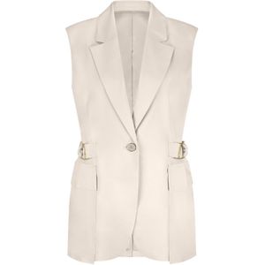 Islia Sleeveless Blazer - White/Gold 34