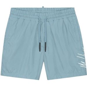 Malelions Split Swim Shorts - Light Blue/Off White