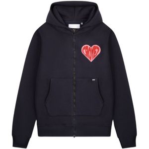Croyez Puffed Heart Zip Hoodie - Navy/Red 6XL