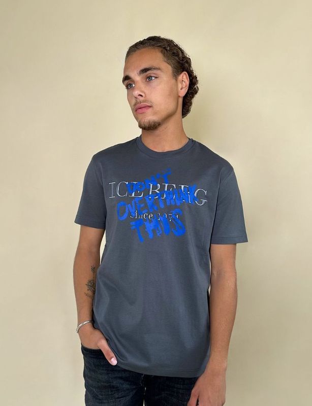 Iceberg - T-shirt - Grijs - Katoen - Heren met Logo