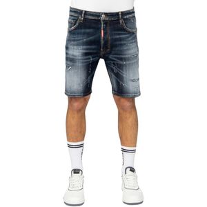 Indigo Distressed Edge Denim Shorts - Denim 33