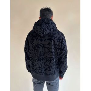 Men Print Hoodie - Black M