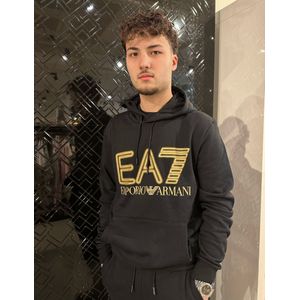 Ea7 Logo Print Hoodie - Black