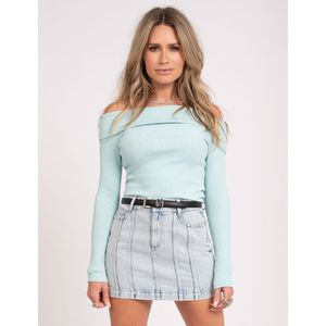 Nikkie Barika Off Shoulder Rib Top - Pool