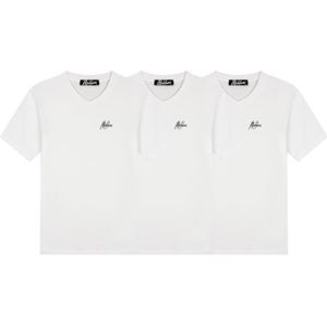 Malelions Signature V-Neck T-Shirt 3-Pack - White XS