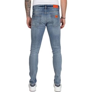 Orange Ripped Biker Jeans - denim 33