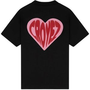 Croyez Puffed Heart T-Shirt - Black/red XXS