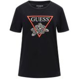 Guess - SS Flower Bling Easy Tee - T-shirt - Jet Black