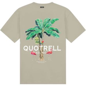 Quotrell Resort T-Shirt - Dark Beige/White L
