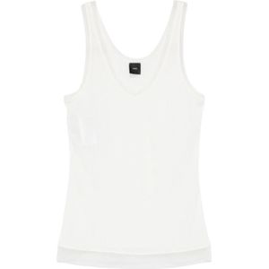 Pinko - Mouwloze Top - Wit - Katoen - Tule Zoom Aan Onderkant