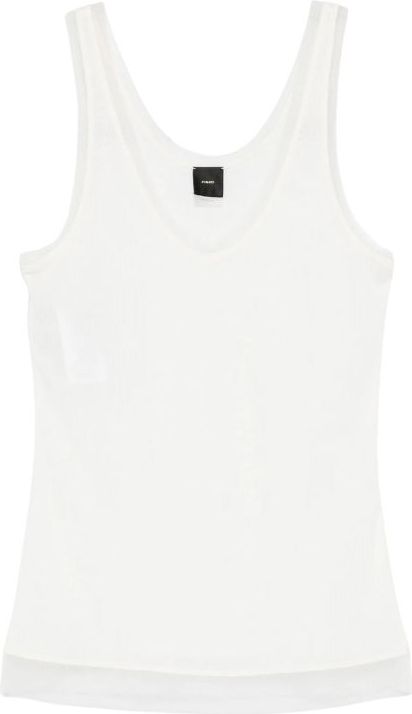 Pinko - Mouwloze Top - Wit - Katoen - Tule Zoom Aan Onderkant