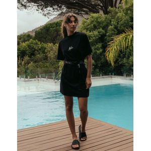 Malelions Women Firma T-Shirt Dress - Black/Off White XS