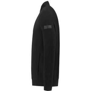 Purewhite Ribbed Knit Zip Cardigan - Black L