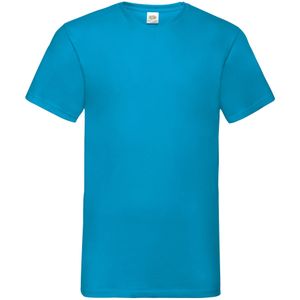 Fruit Of The Loom Heren Valuegewicht V-hals, T-shirt met korte mouwen. (Azure Blauw)